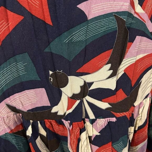 Maeve Anthropologie small Cheyenne fairy ruffle peplum top bird print colorful - Picture 4 of 12